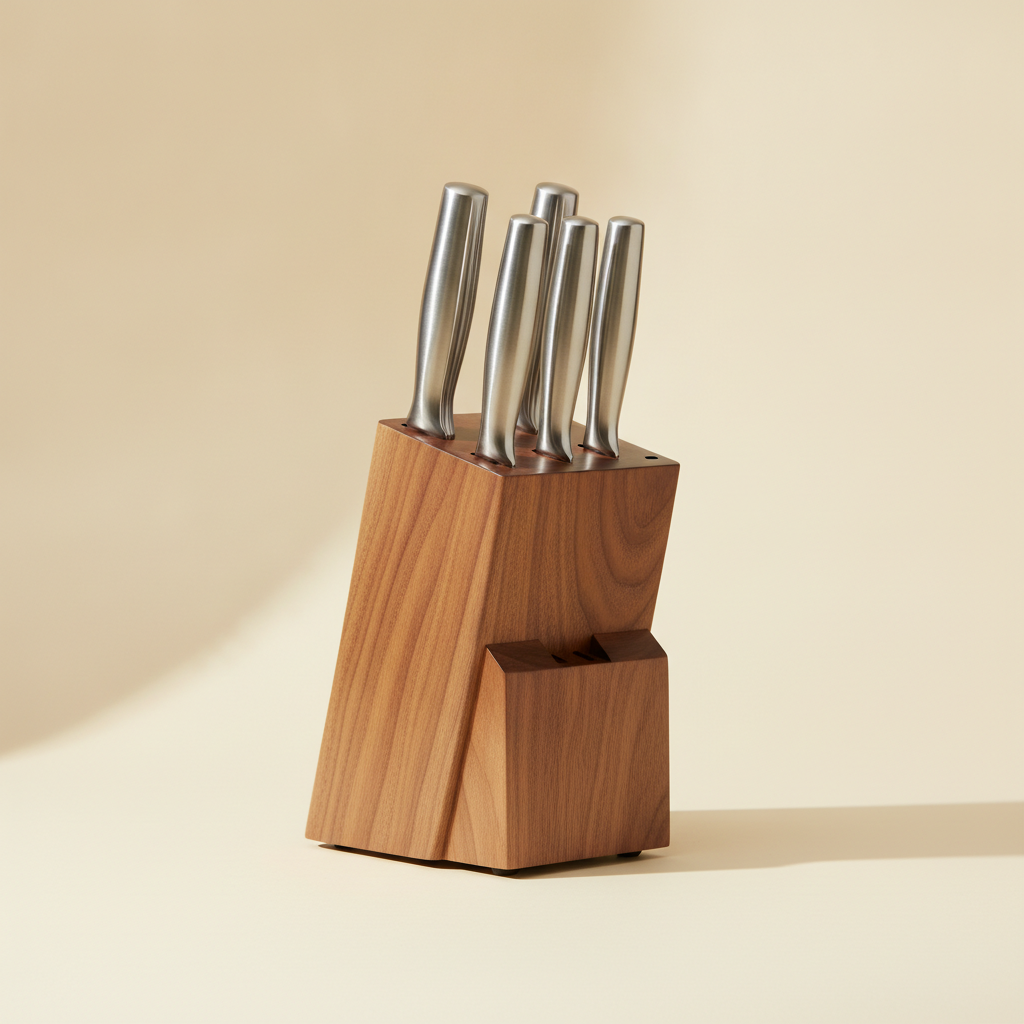 Five-Piece Forged Knife Set with Walnut Block